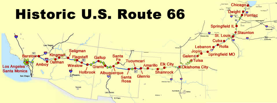 Map of Historic US Route 66