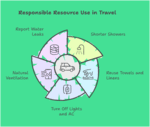 Infographic detailing ways to responsibly use resources while traveling.